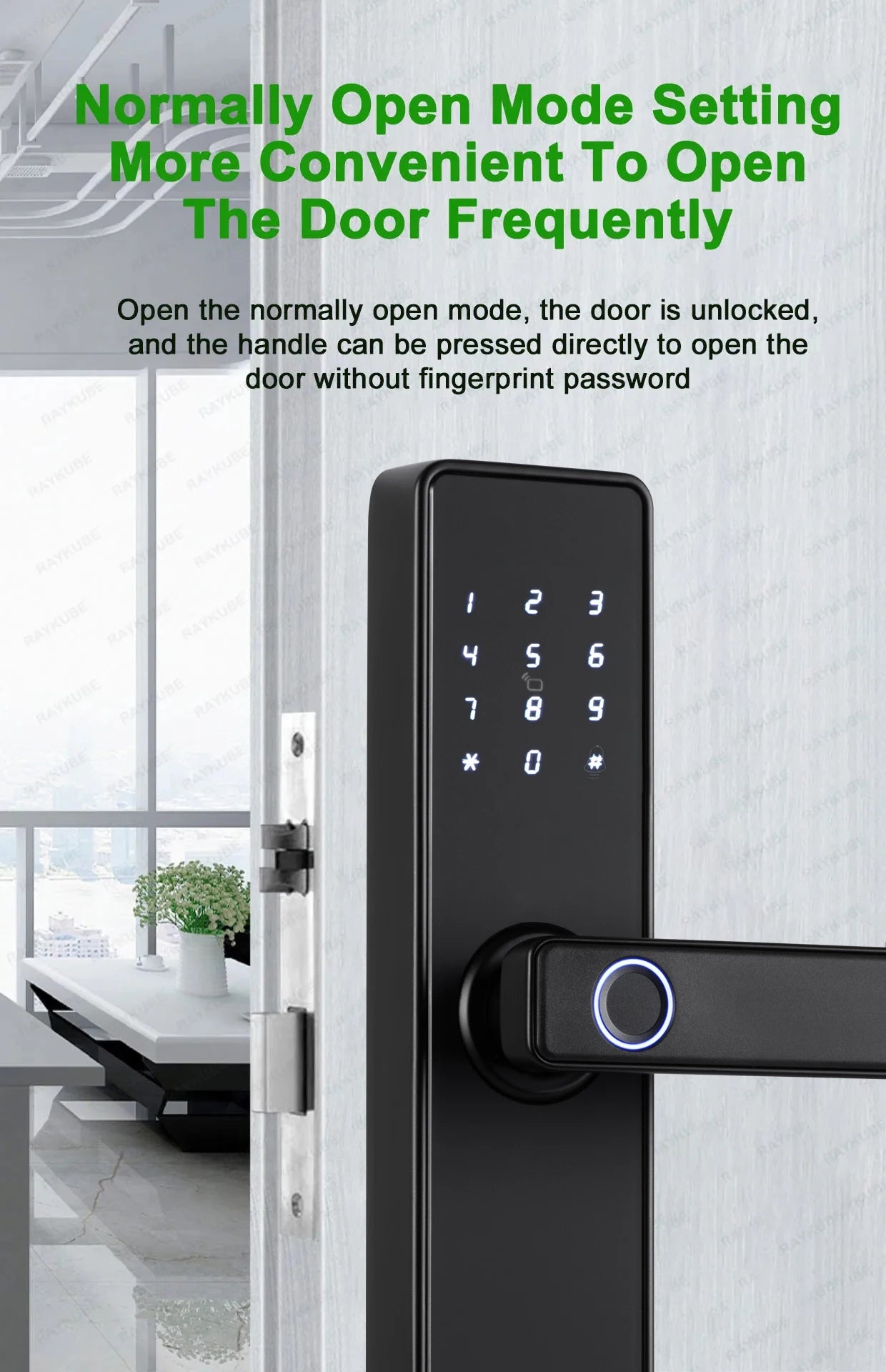 RAYKUBE K20 Smart Fingerprint Door Lock – Tuya Bluetooth App, Card & Password Unlock