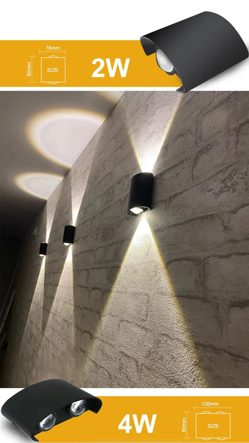 ErtimeLED IP65 Up & Down LED Wall Light | Indoor Outdoor Waterproof Sconce (2W–12W)