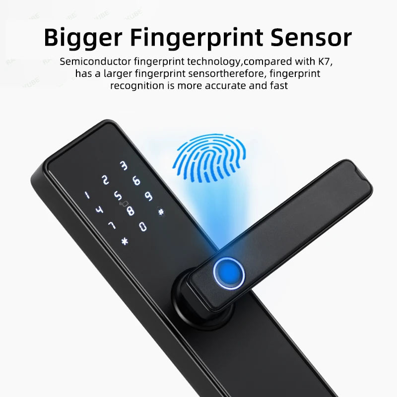 RAYKUBE K20 Smart Fingerprint Door Lock – Tuya Bluetooth App, Card & Password Unlock