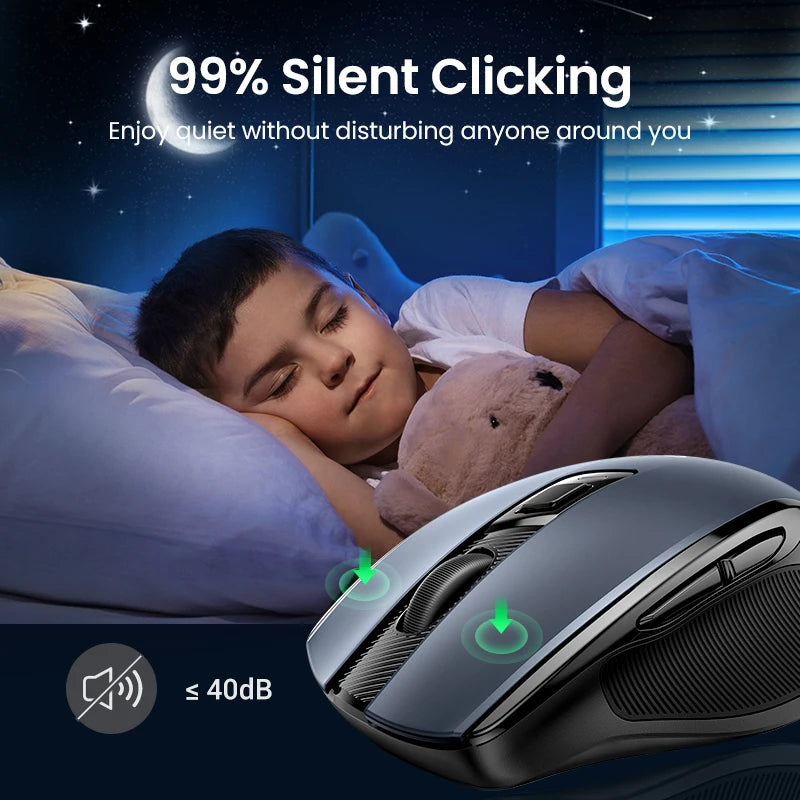 UGREEN MU006 Wireless Mouse – Bluetooth 5.0 & 2.4G, 4000 DPI, Silent Ergonomi
