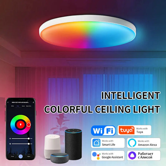 Tuya Smart LED Ceiling Light | WiFi RGB Dimmable 24W Modern Lamp