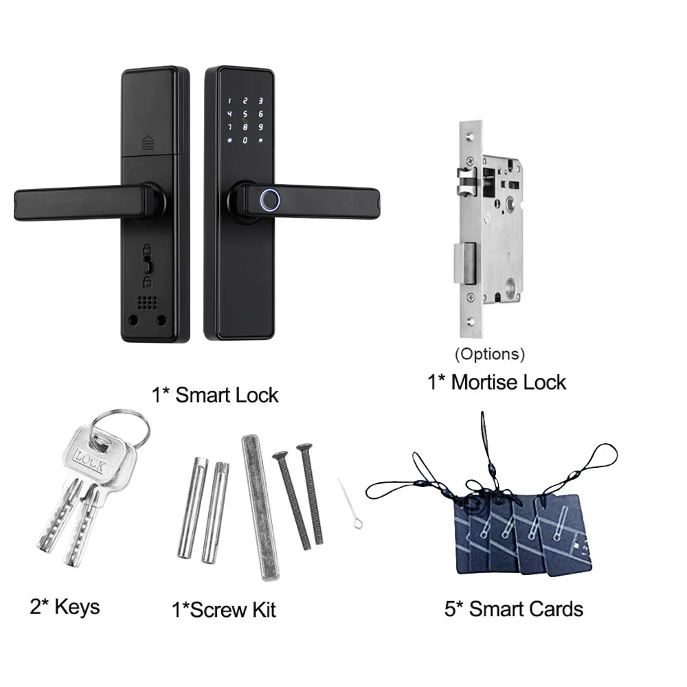 RAYKUBE K20 Smart Fingerprint Door Lock – Tuya Bluetooth App, Card & Password Unlock