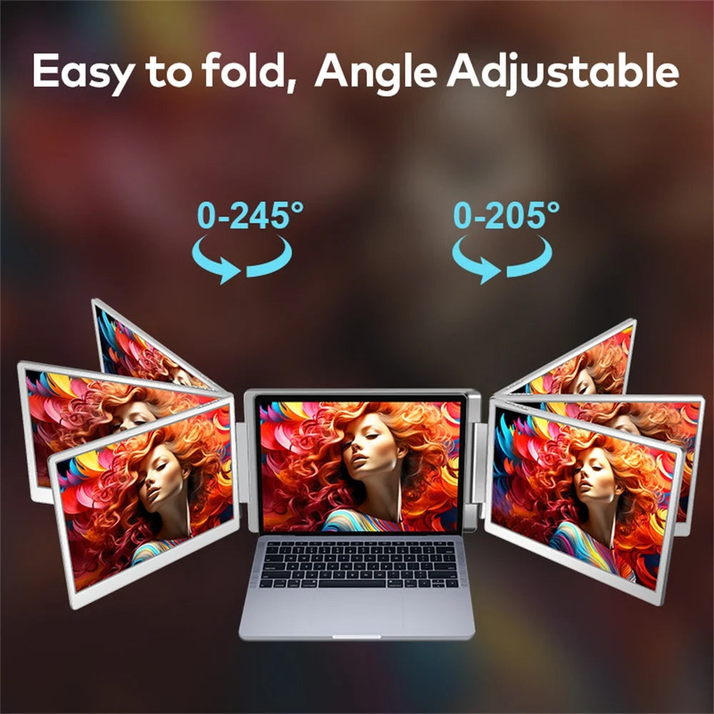 Rospider 16″ Triple Screen Laptop Extender IPS Monitor | 1920×1200 FHD | Dual Rotatable Screens | Type-C Portable Display