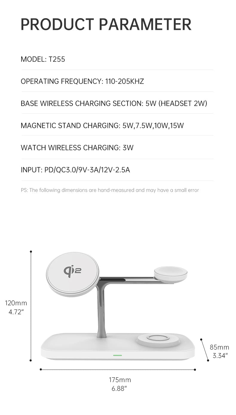 Qi-Certified 15W Magnetic Wireless Charging Station – Apple Devices