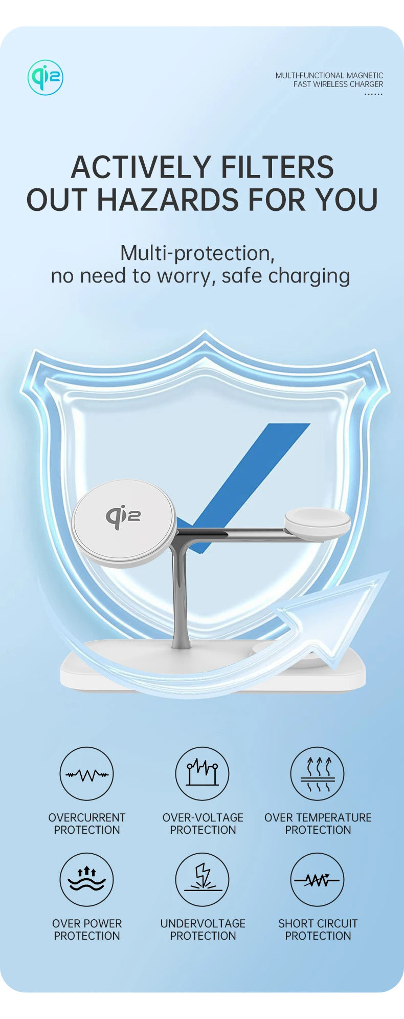 Qi-Certified 15W Magnetic Wireless Charging Station – Apple Devices
