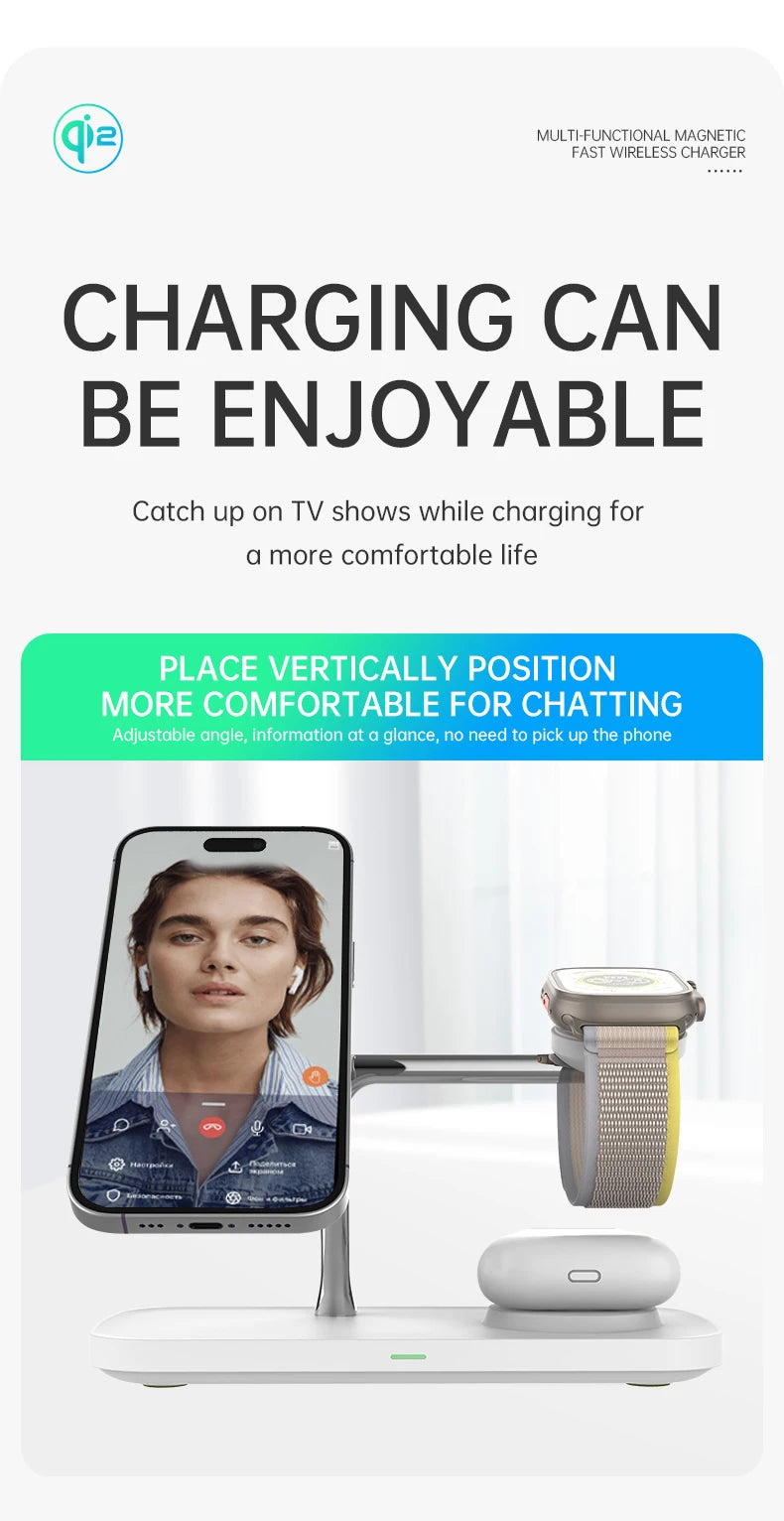 Qi-Certified 15W Magnetic Wireless Charging Station – Apple Devices