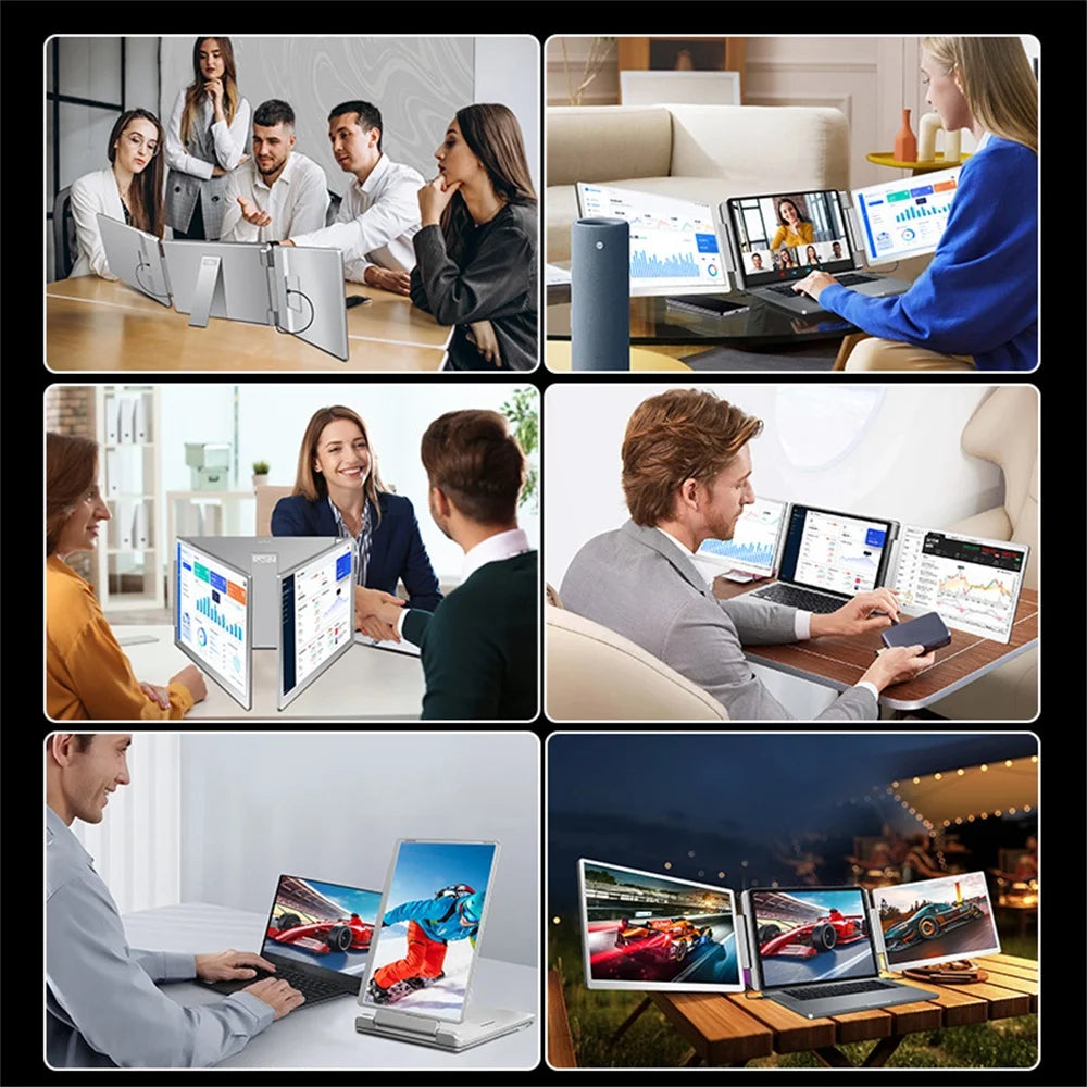 Rospider 16″ Triple Screen Laptop Extender IPS Monitor | 1920×1200 FHD | Dual Rotatable Screens | Type-C Portable Display