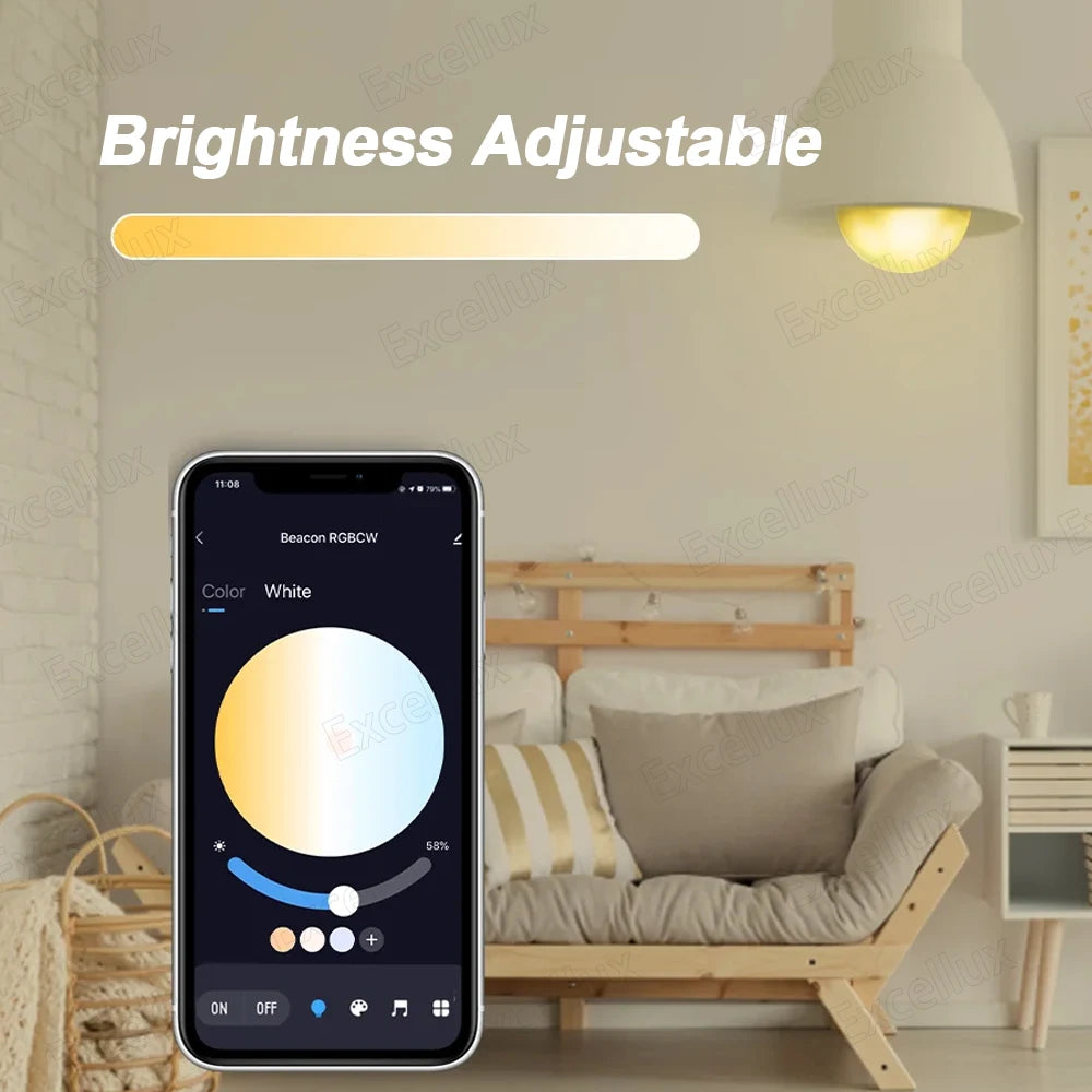 Excellux Smart WiFi LED Bulb E27 | 16 Million Colours, App & Voice Control