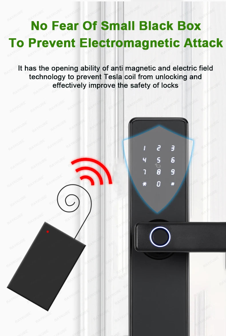 RAYKUBE K20 Smart Fingerprint Door Lock – Tuya Bluetooth App, Card & Password Unlock