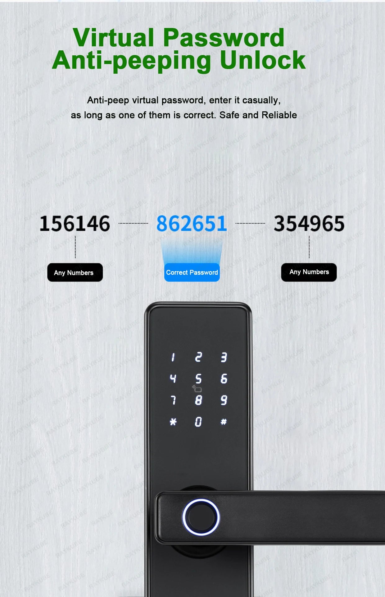 RAYKUBE K20 Smart Fingerprint Door Lock – Tuya Bluetooth App, Card & Password Unlock