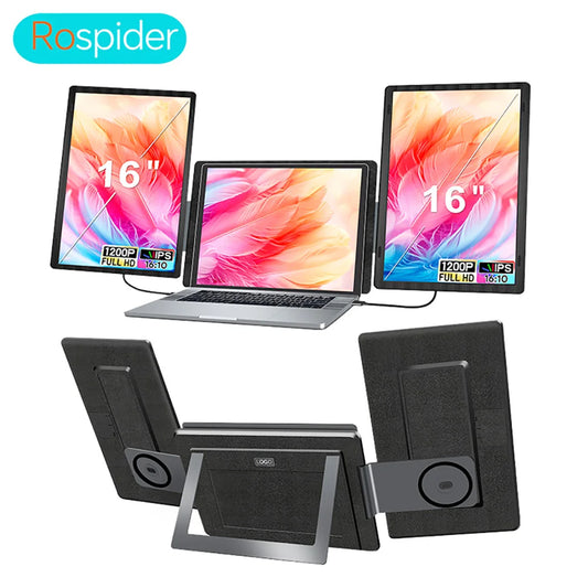 Rospider 16 Inch Laptop Screen Extender Triple Display | 16:10 IPS LCD | USB-C Portable Monitor
