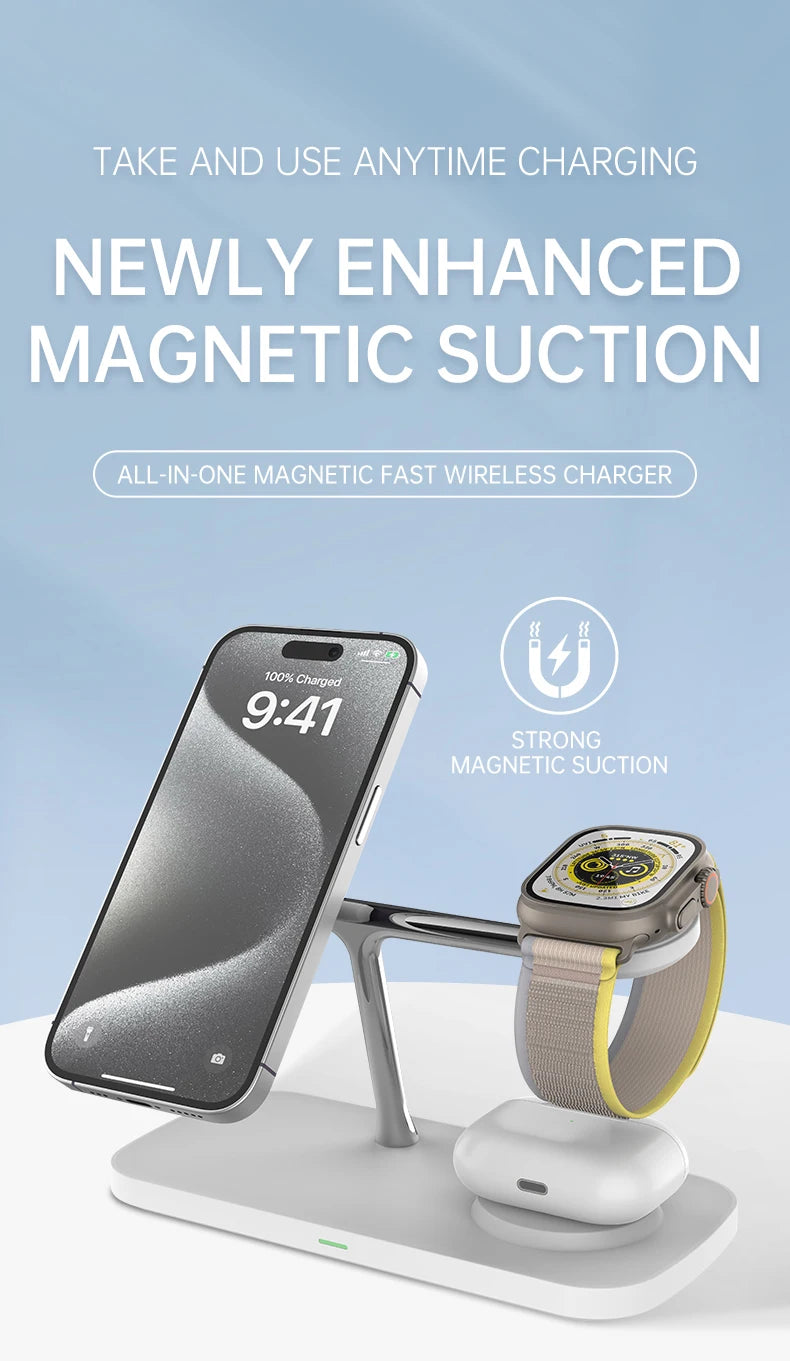 Qi-Certified 15W Magnetic Wireless Charging Station – Apple Devices