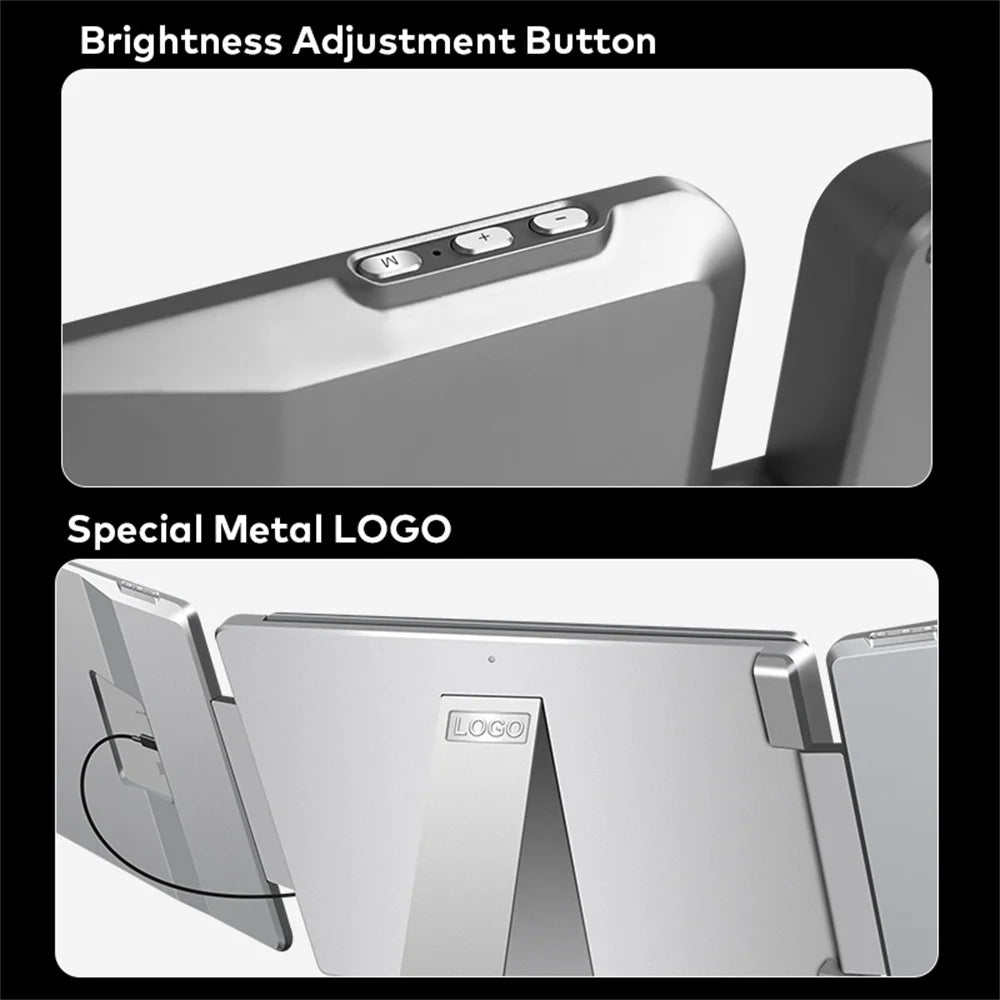 Rospider 16″ Triple Screen Laptop Extender IPS Monitor | 1920×1200 FHD | Dual Rotatable Screens | Type-C Portable Display