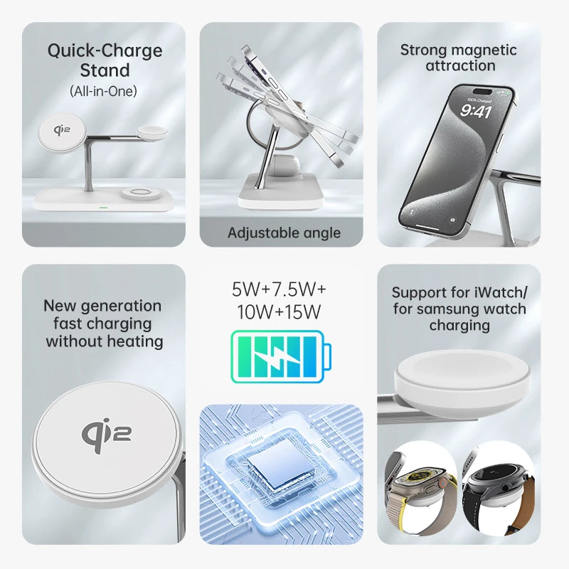 Qi-Certified 15W Magnetic Wireless Charging Station – Apple Devices