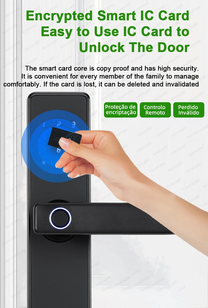 RAYKUBE K20 Smart Fingerprint Door Lock – Tuya Bluetooth App, Card & Password Unlock