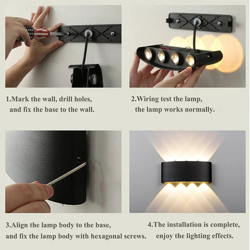ErtimeLED IP65 Up & Down LED Wall Light | Indoor Outdoor Waterproof Sconce (2W–12W)
