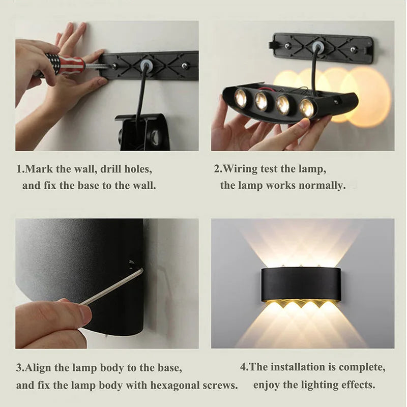 ErtimeLED IP65 Up & Down LED Wall Light | Indoor Outdoor Waterproof Sconce (2W–12W)