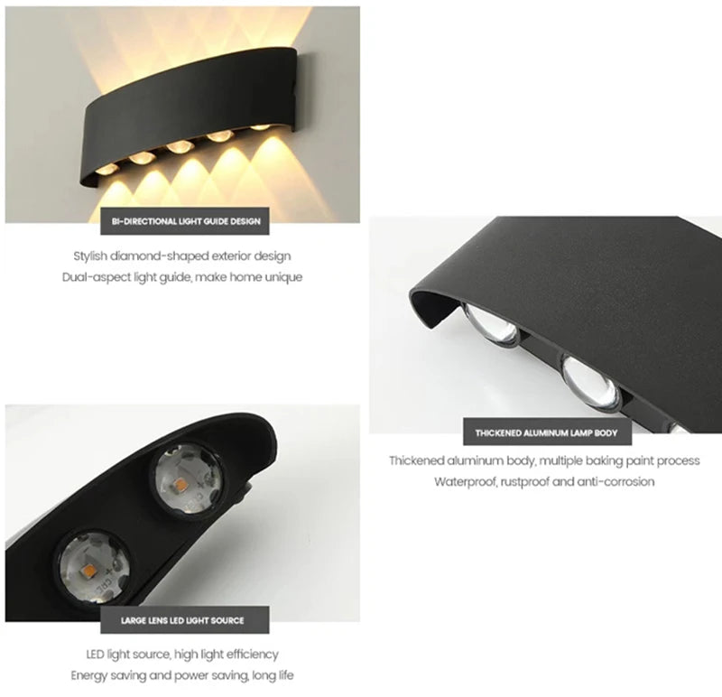 ErtimeLED IP65 Up & Down LED Wall Light | Indoor Outdoor Waterproof Sconce (2W–12W)