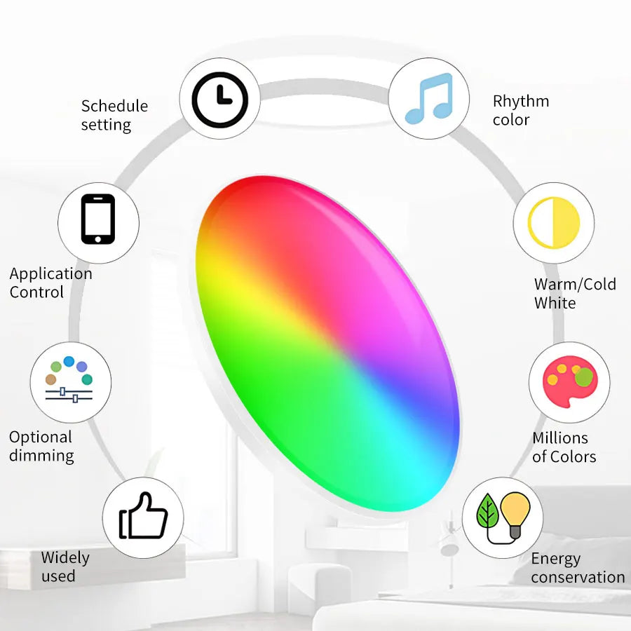 Tuya Smart LED Ceiling Light | WiFi RGB Dimmable 24W Modern Lamp