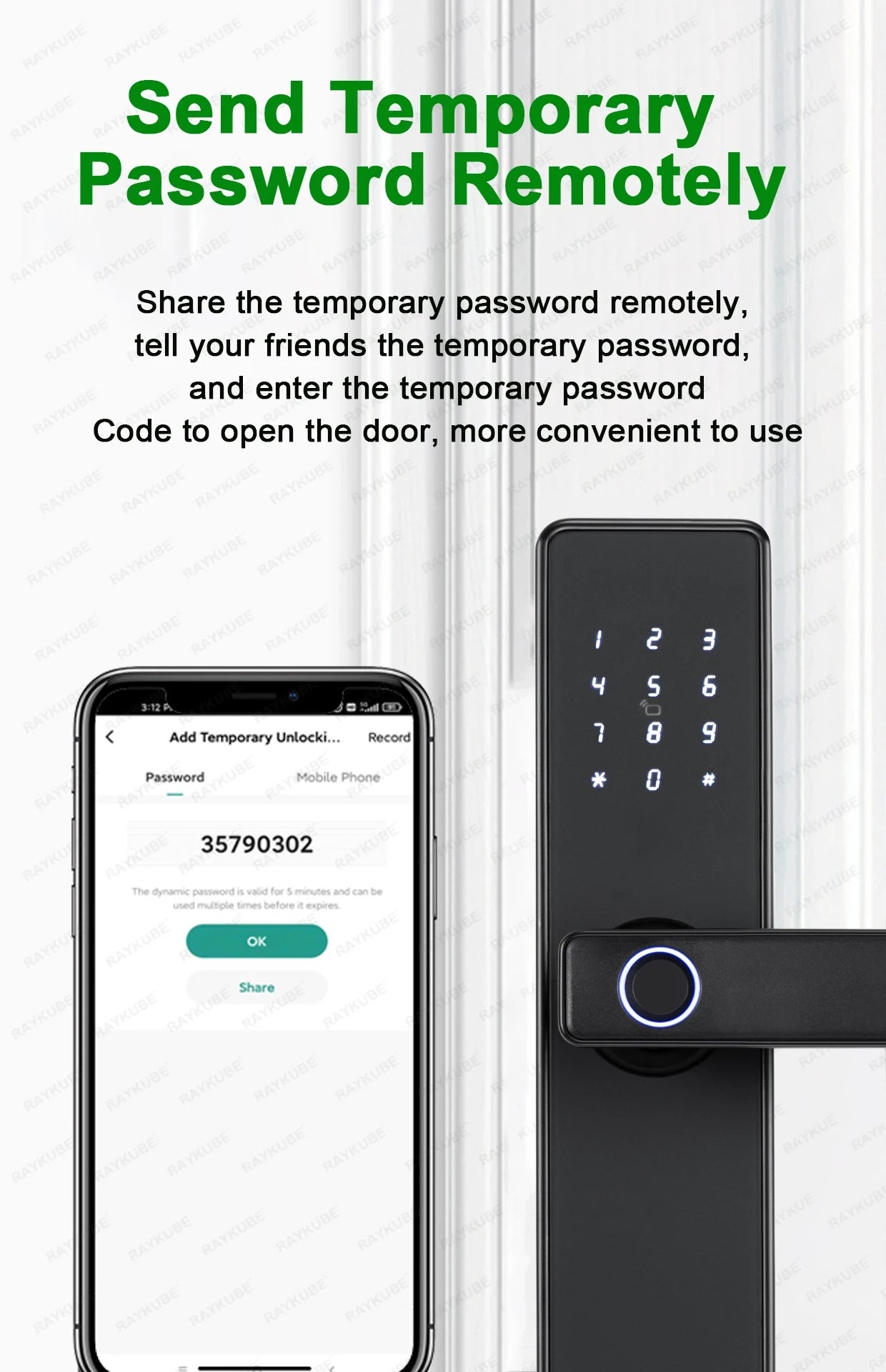 RAYKUBE K20 Smart Fingerprint Door Lock – Tuya Bluetooth App, Card & Password Unlock