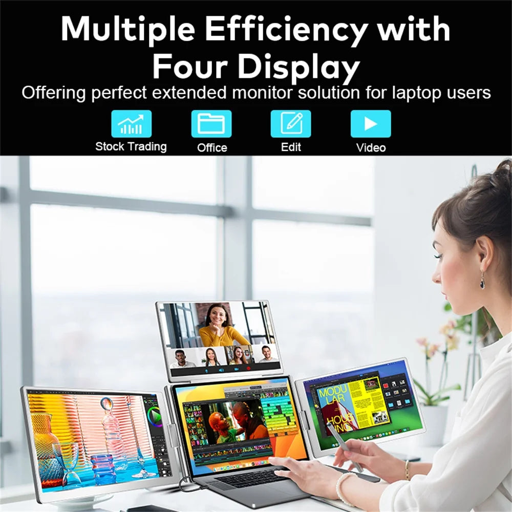 Rospider 16″ Portable Monitor – 1920×1200 IPS, 16:10, USB-C Swivel Display