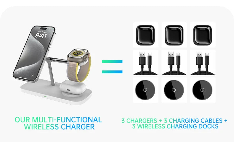 Qi-Certified 15W Magnetic Wireless Charging Station – Apple Devices