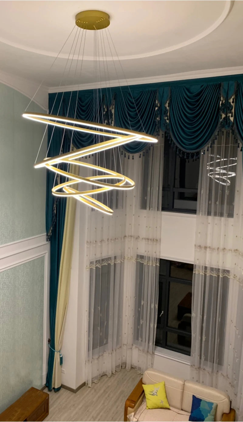 MAN TANG JIN Modern LED Pendant Chandelier | Adjustable Ring Sizes, Smart Dimming