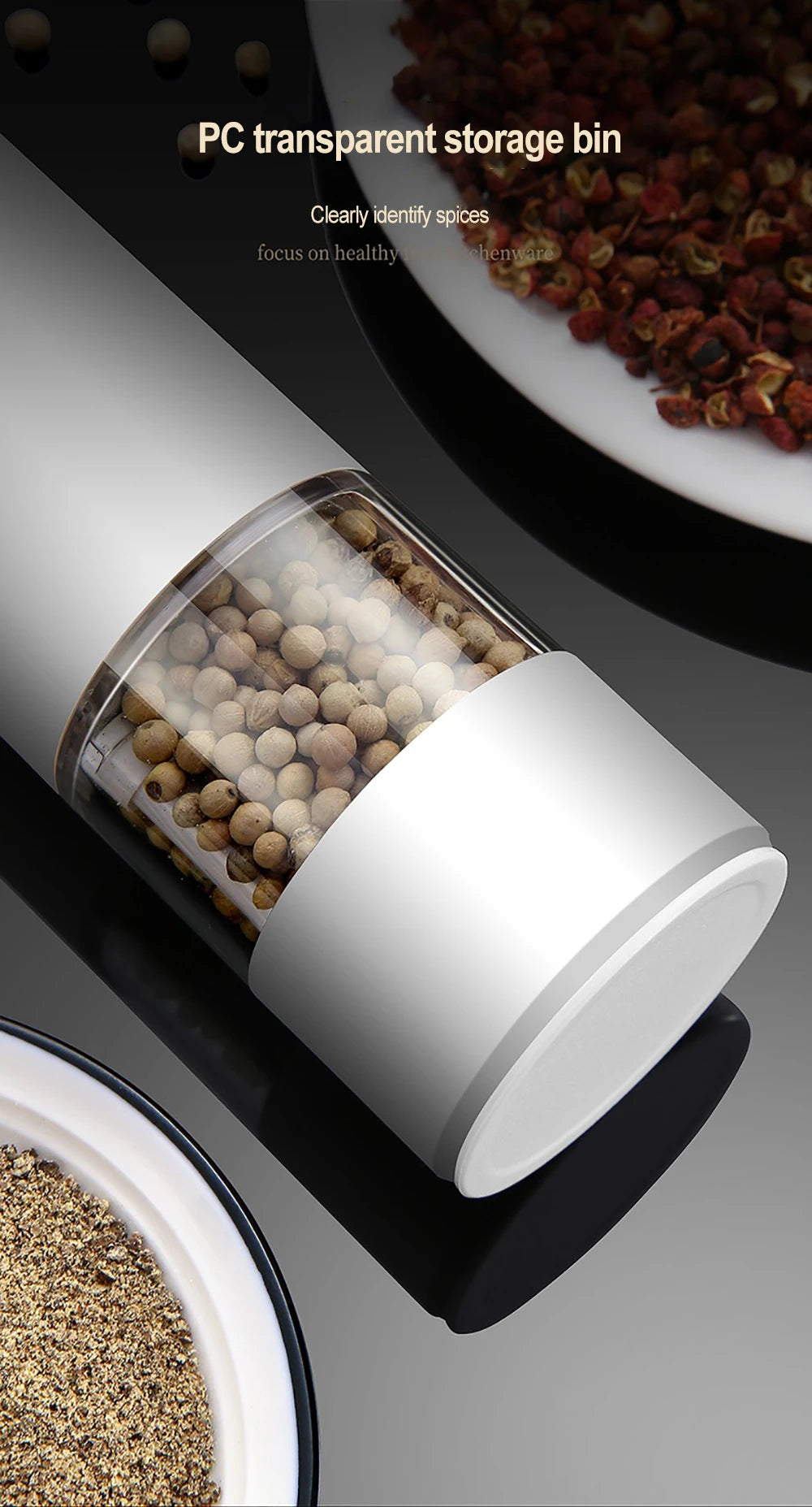 Rechargeable Electric Salt & Pepper Grinder – Adjustable Coarseness with LED & USB-C