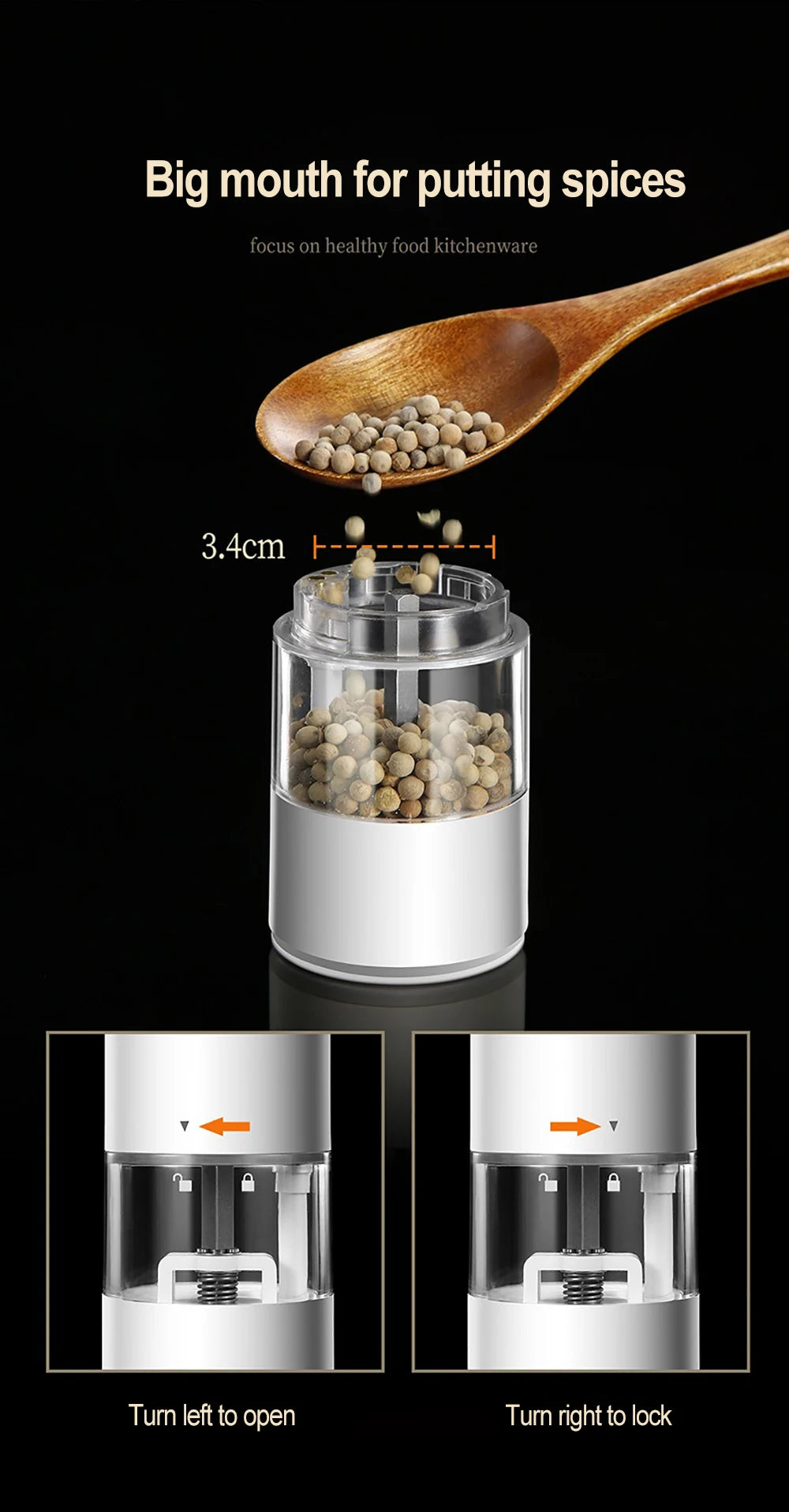 Rechargeable Electric Salt & Pepper Grinder – Adjustable Coarseness with LED & USB-C