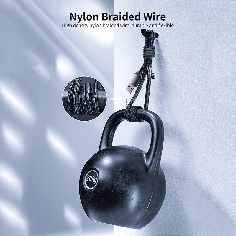 Magnetic Phone Charging Cable 2.4A | LED Breathing Light & 540° Rotation