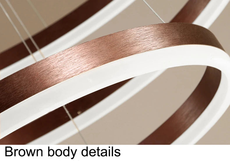 MZXFA Modern LED Pendant Chandelier | Adjustable Ring Sizes, Warm/Neutral/Cool