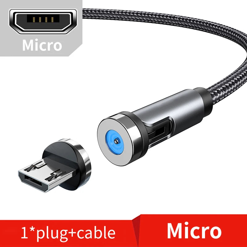 Magnetic Phone Charging Cable 2.4A | LED Breathing Light & 540° Rotation