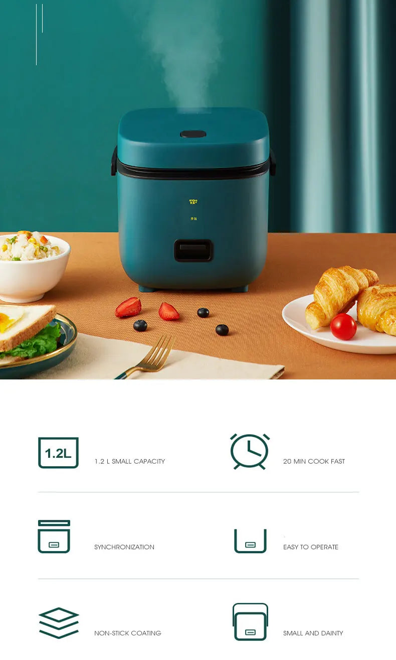 BALASHOV 1.2L Mini Electric Rice Cooker – Compact 200W Rice & Porridge Cooker