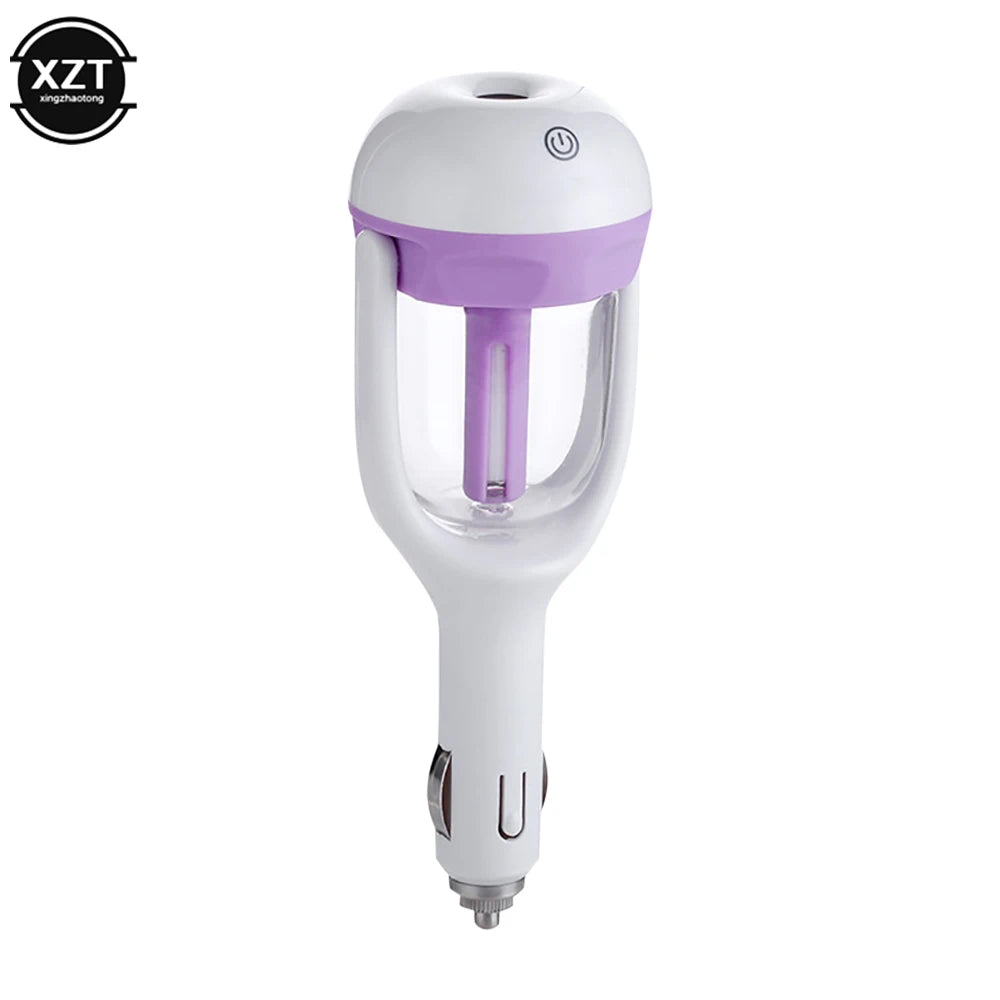 Car Air Humidifier & Negative Ion Purifier with Aroma Diffuser – Mini USB Mist Maker (12V Vehicle Power)