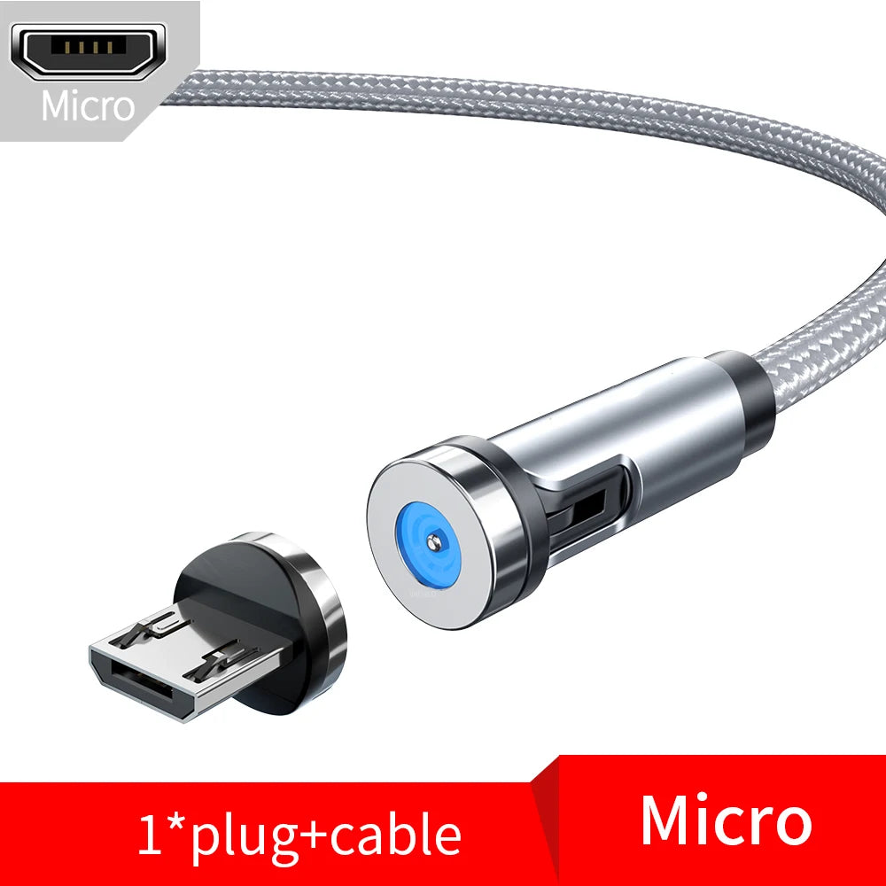 Magnetic Phone Charging Cable 2.4A | LED Breathing Light & 540° Rotation