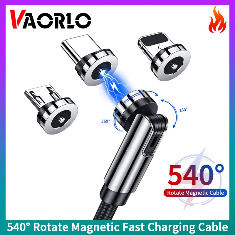 Magnetic Phone Charging Cable 2.4A | LED Breathing Light & 540° Rotation