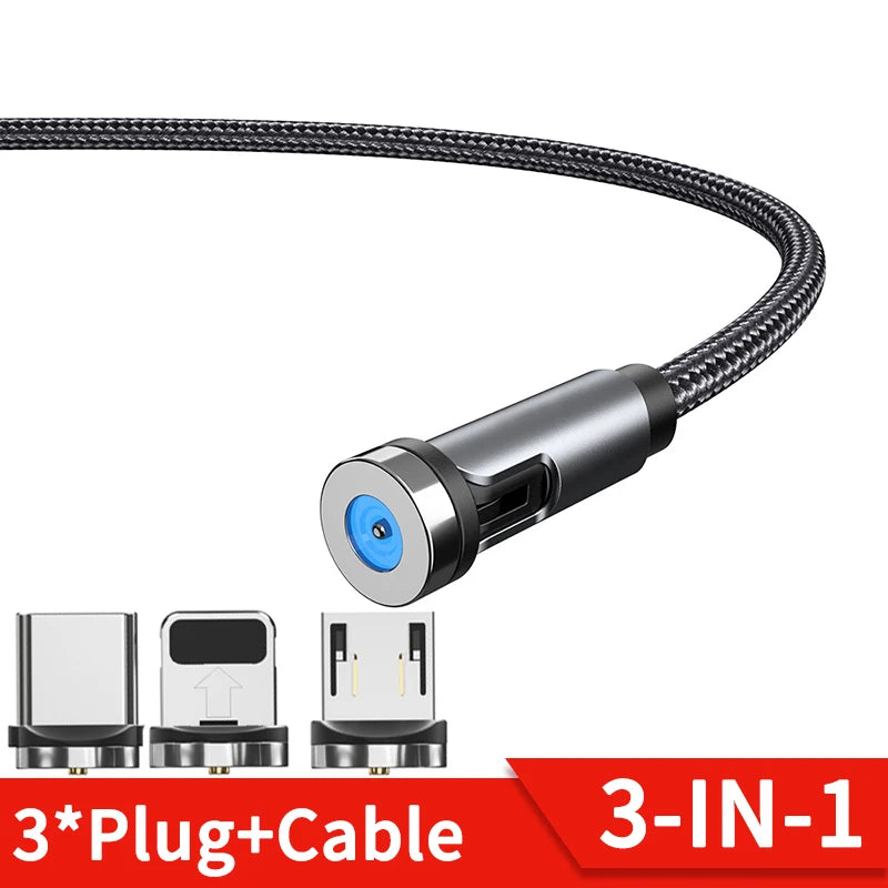Magnetic Phone Charging Cable 2.4A | LED Breathing Light & 540° Rotation