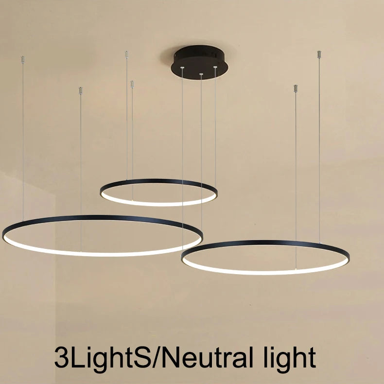 MZXFA Modern LED Pendant Chandelier | Brightness Dimmable, 40–100cm Ring Light