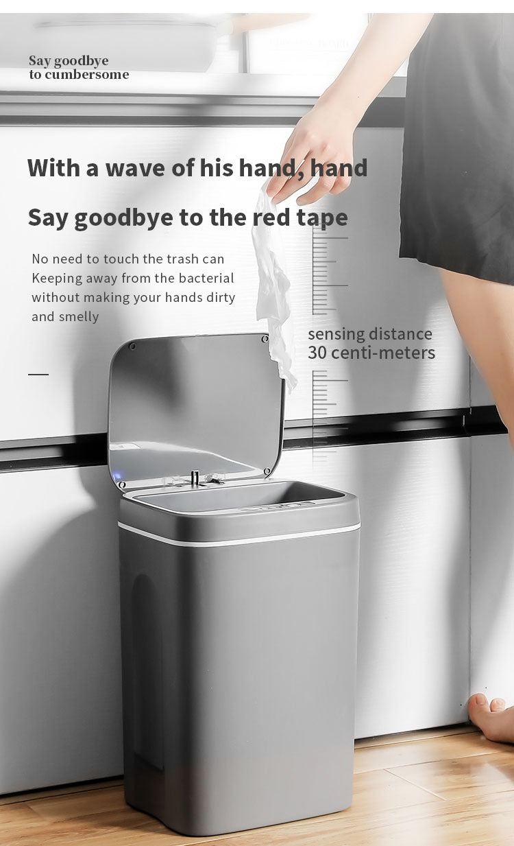 Touchless Sensor Trash Can 16L – Round Infrared Garbage Bin with Deodorizer Slot