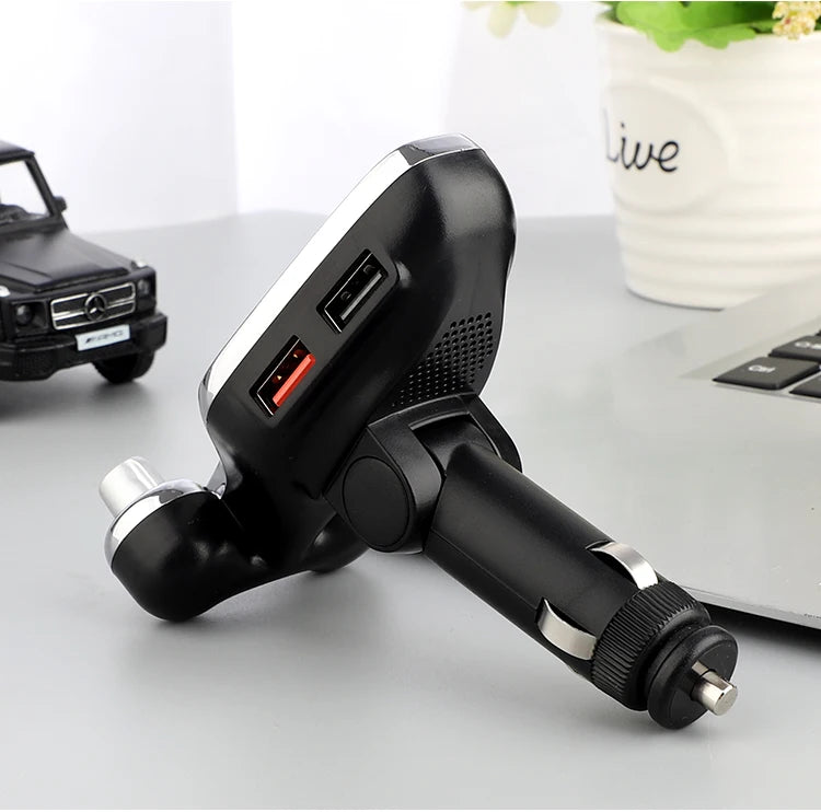 JINSERTA Bluetooth FM Transmitter with Dual USB QC3.0 Fast Charging & TFT Display – Hands-Free Car Kit (BT 5.0)
