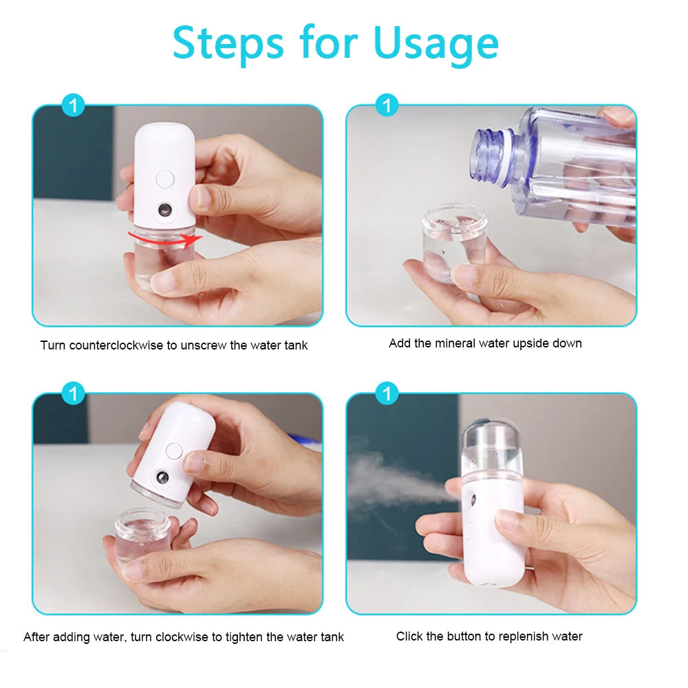 Nano Facial Mist Sprayer – USB Rechargeable Cold Spray Skin Hydration Device
