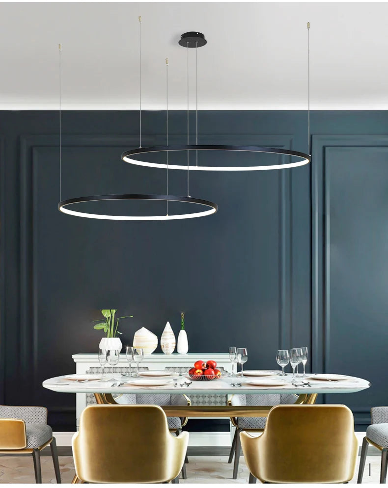 MZXFA Modern LED Pendant Chandelier | Brightness Dimmable, 40–100cm Ring Light