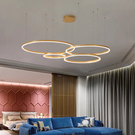 Modern LED Ring Pendant Light MTJ1195 | Remote Dimmable, 20–80cm