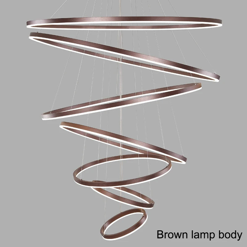 MAN TANG JIN Modern LED Pendant Chandelier | Adjustable Ring Sizes, Smart Dimming