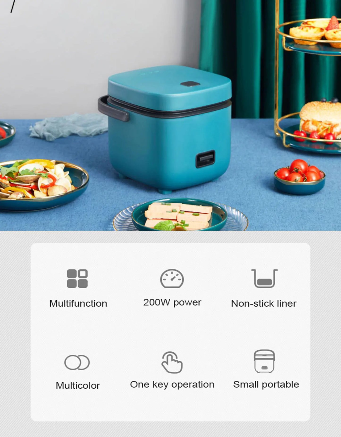 BALASHOV 1.2L Mini Electric Rice Cooker – Compact 200W Rice & Porridge Cooker