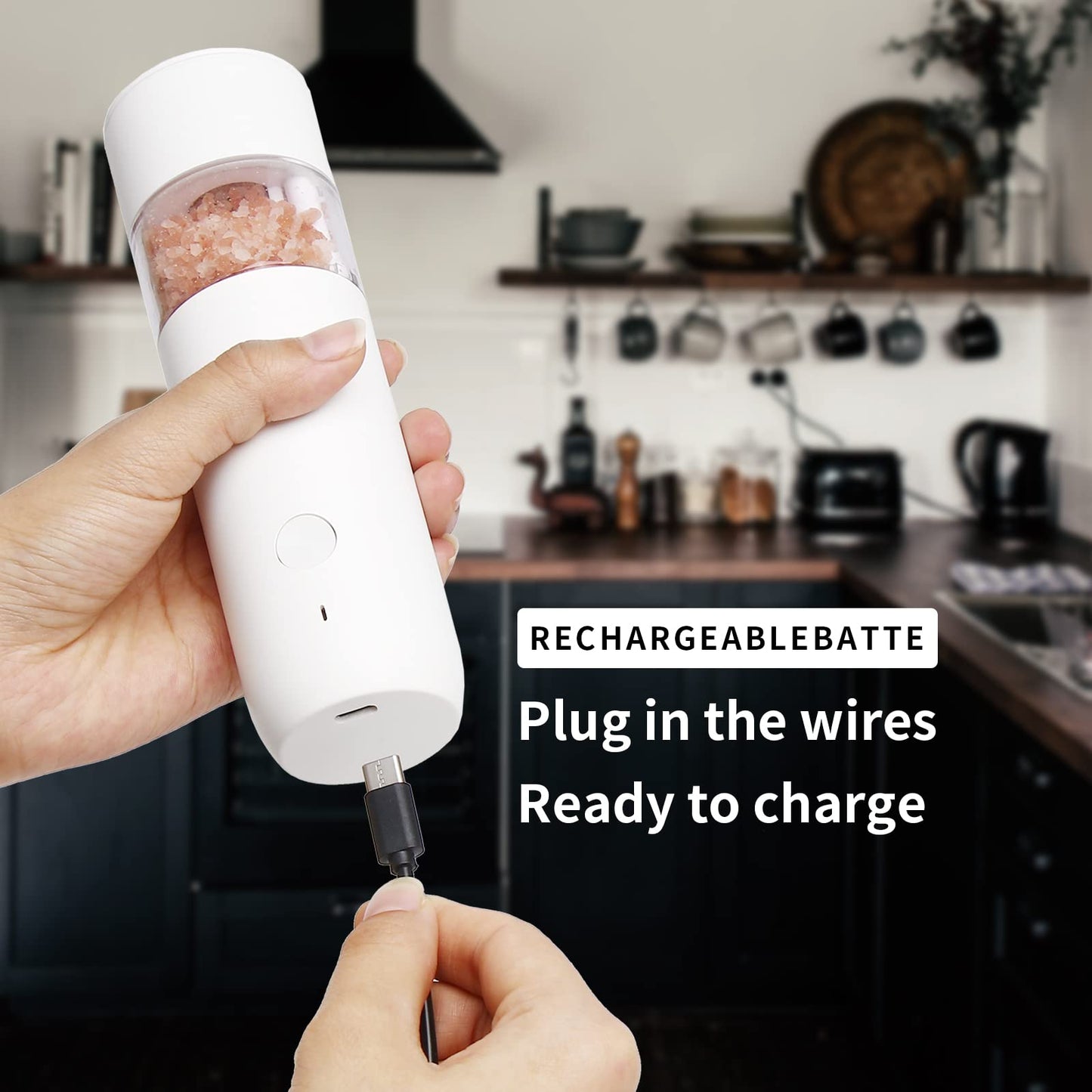 Rechargeable Electric Salt & Pepper Grinder – Adjustable Coarseness with LED & USB-C