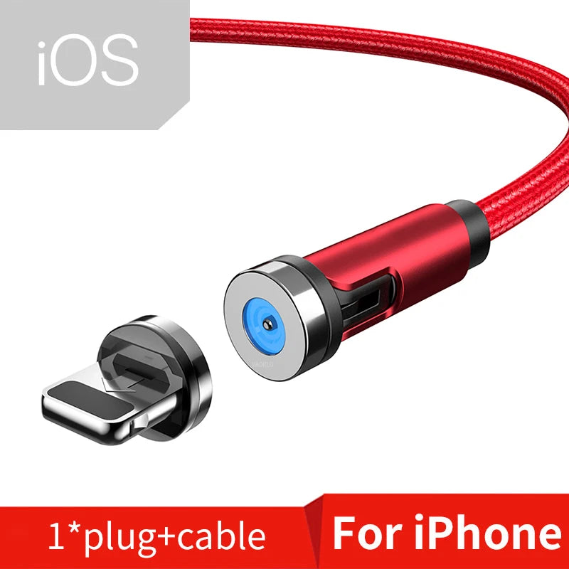 Magnetic Phone Charging Cable 2.4A | LED Breathing Light & 540° Rotation