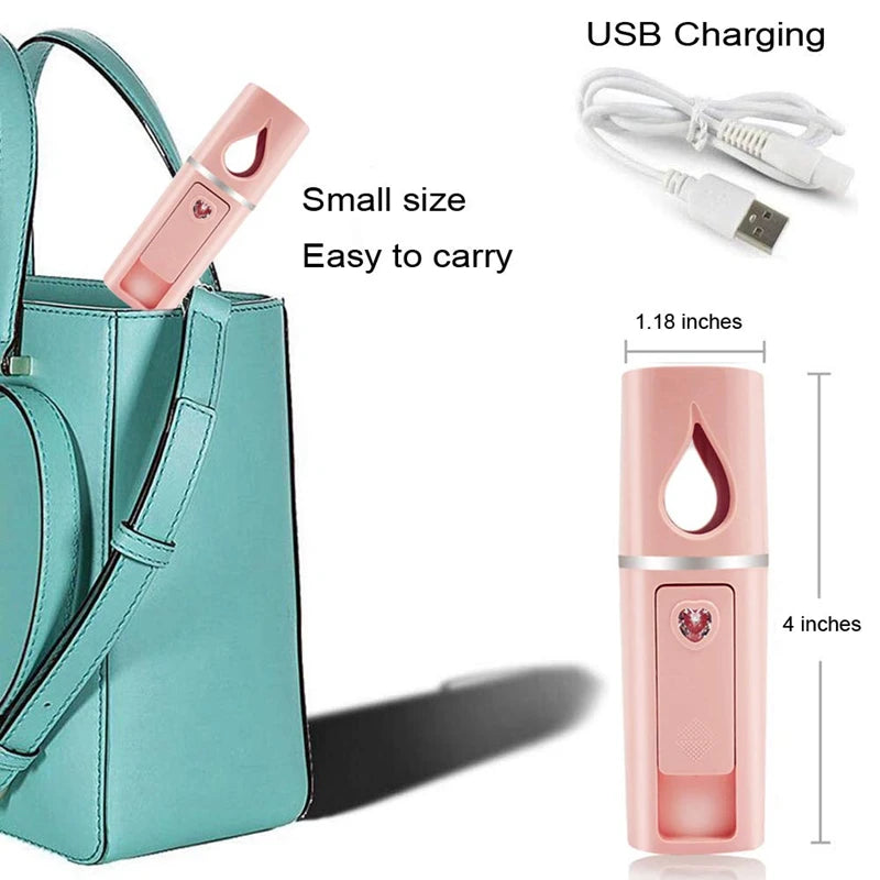 Portable Nano Facial Mister Mini Steamer – USB Rechargeable Cold Spray Hydration Device