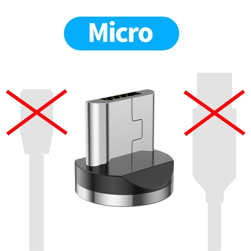 3-in-1 Magnetic USB Cable – 540° Rotation, Strong Magnet, 2.4A Charging