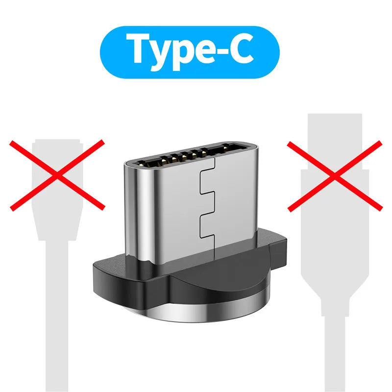 3-in-1 Magnetic USB Cable – 540° Rotation, Strong Magnet, 2.4A Charging